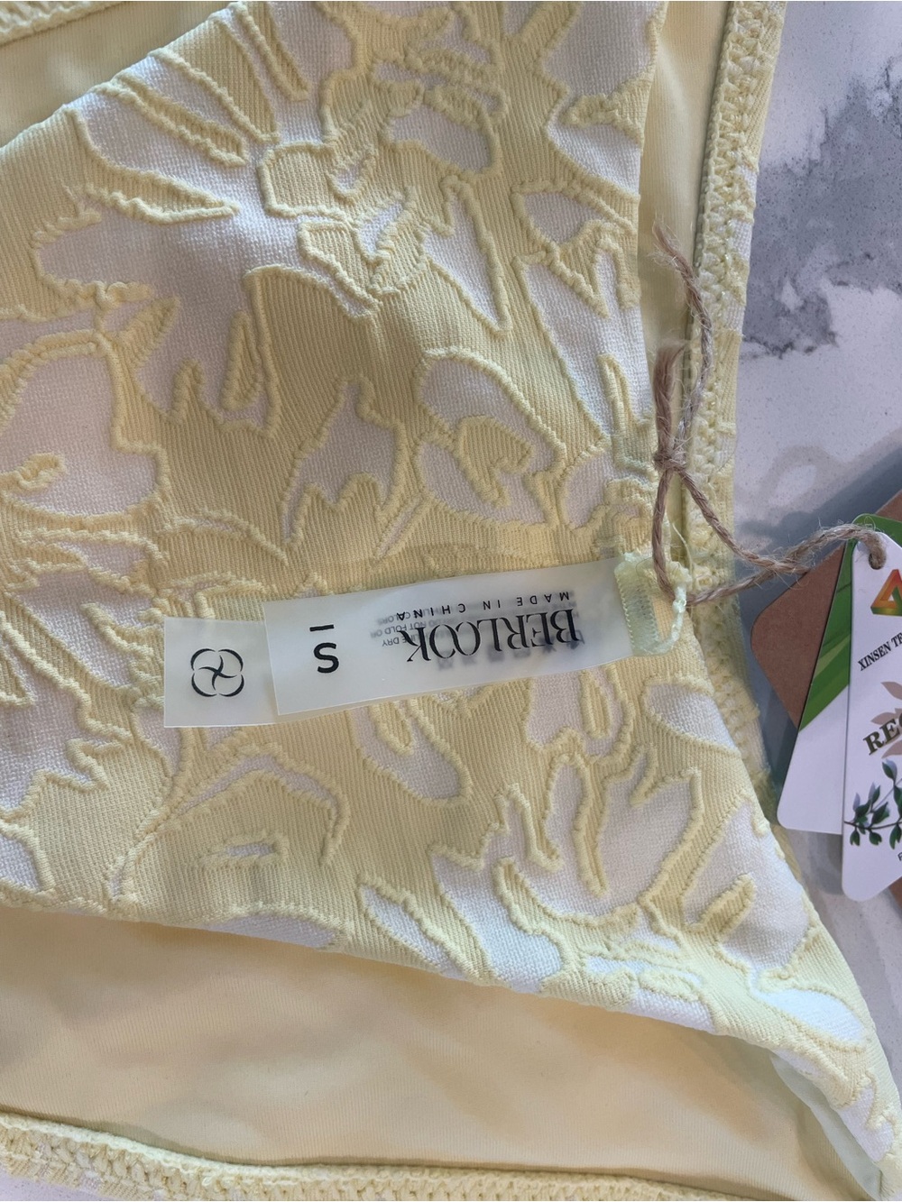 Berlook Textured Bloom Yellow Tie-Front Bikini Set - Picture 6 of 9